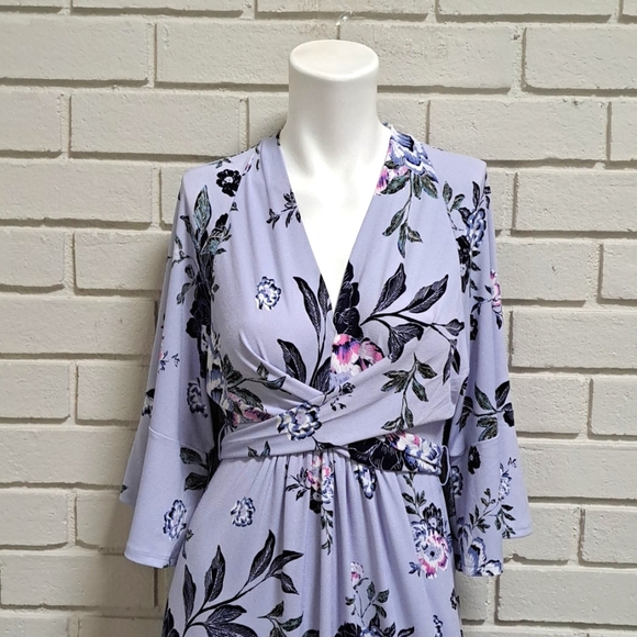 Jessica Simpson Boho Floral Wide Sleeve Tie Back Lined Maxi Dress. Sz Small NWOT - Picture 2 of 11